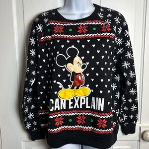 Disney Mickey Mouse Black Holiday Sweater Size M(7-9)